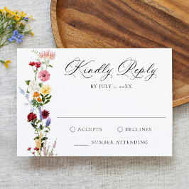 Cartons Réponse Colorful Watercolor Wildflower Wedding