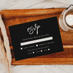 Cartons Réponse Contemporain moderne noir choix de repas mariage