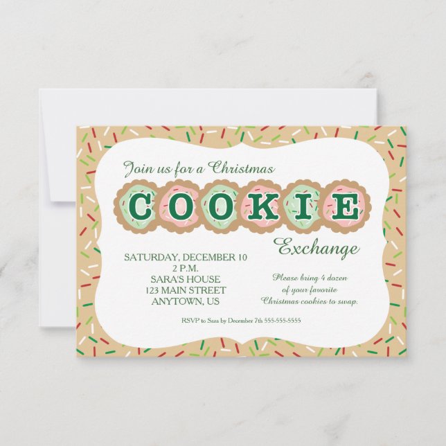 Cartons Réponse Cookies avec arrosage Noël Échange de cookies (Devant)