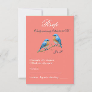 Cartons Réponse Coral doux Lovebirds Romantique Bluebirds Mariage