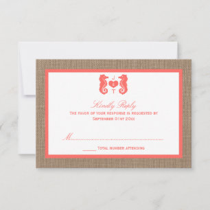Cartons Réponse Coral Seahorse Burlap Beach Wedding Collection