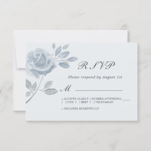 Cartons Réponse Couleur d'eau minimale bleu clair Rose mariage RSV