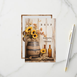 Cartons Réponse Country Western Tournesols Fût de Whisky  