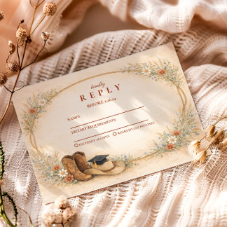 Cartons Réponse Country Wildflower Graduation Party