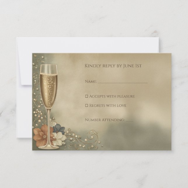 Cartons Réponse Couple’s Champagne Floral Wedding Shower (Devant)