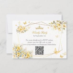 Cartons Réponse Couronne de fleurs papillons Quinceañera jaune dor