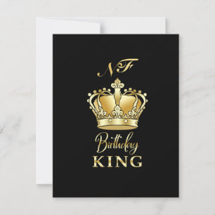Cartons Réponse Couronne Royale Monogramme Luxueux Roi de l'annive