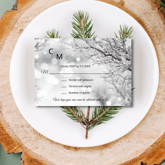 Cartons Réponse Coutume hiver Wonderland Scène de neige Mariage RS (Créateur téléchargé)