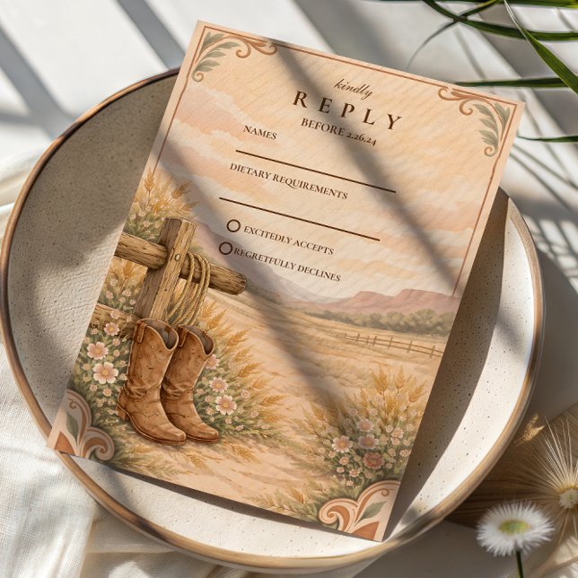 Cartons Réponse Cowboy Boots Desert Wedding (Créateur téléchargé)