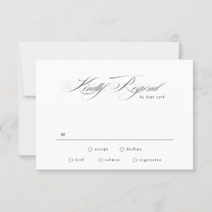 Cartons Réponse Cravate noire Mariage de calligraphie élégant