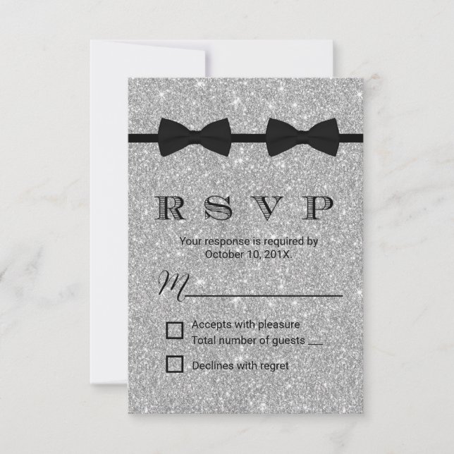 Cartons Réponse Cravates Mariages Parties scintillant double Bow a (Devant)