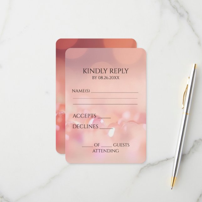 Cartons Réponse Créez vos propres perles roses Bokeh (Devant/Arrière en situation)