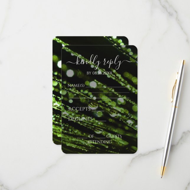 Cartons Réponse Créez votre propre - Bokeh Frosted Branches (Devant/Arrière en situation)