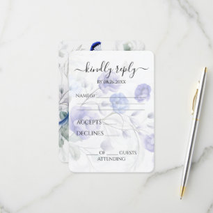Cartons Réponse Créez Votre Propre Paon et Fleurs Aquarelle Bleue