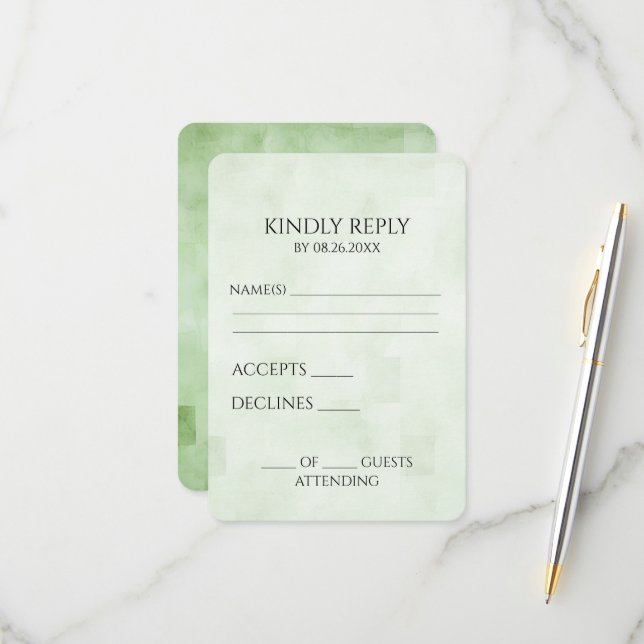 Cartons Réponse Créez votre propre texture Carré verte douce (Devant/Arrière en situation)