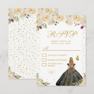 Cartons Réponse Crème Florale Blonde Cheveux Princesse Sweet Seize