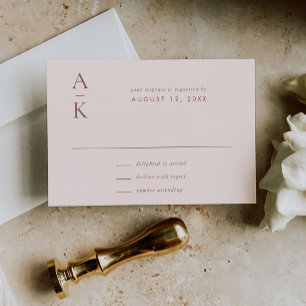 Cartons Réponse Crème moderne Brown Monogramme Mariage de tonalité