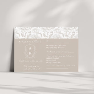 Cartons Réponse Crest Monogram Pale Taupe paysage Mariage