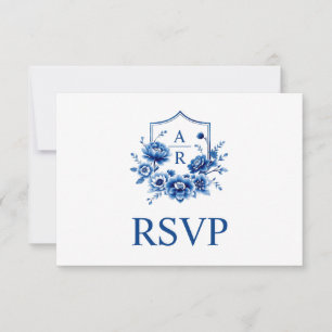 Cartons Réponse Crête de la Chinoiserie florale bleue et mariage d
