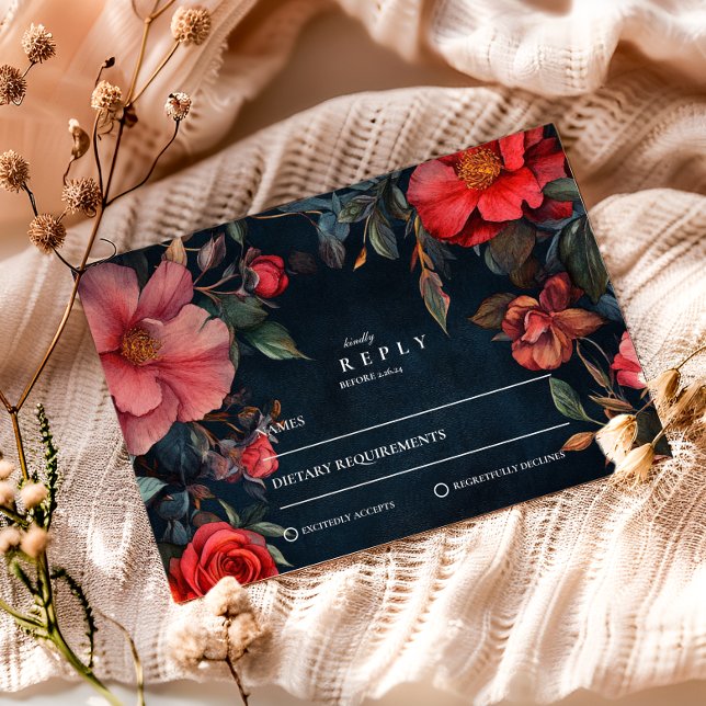 Cartons Réponse Crimson Noir Mariage (Créateur téléchargé)