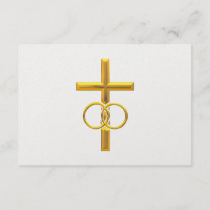 Cartons Réponse Croix 3-D d'or avec anneaux Mariages