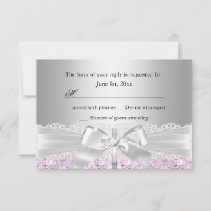 Cartons Réponse Croix de dentelle et bijoux Baptême/Christening RS