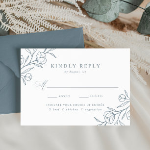 Cartons Réponse Croquis Floral Dusty Blue Meal Choice Mariage