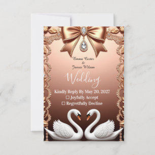 Cartons Réponse 🌸 Cygnes Blancs Mariage Or Rose