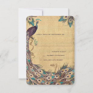 Cartons Réponse Damask Peacock Elegance Eggplant Gold et Aqua