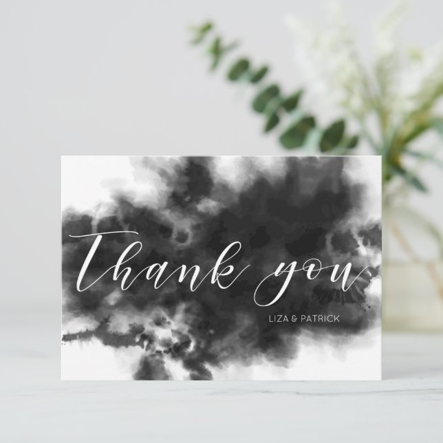 Cartons Réponse Dark Goth Black Watercolor Mariage (Debout devant)