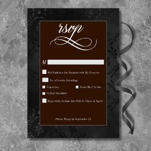 Cartons Réponse Dark Gothique Noir Floral Satin Damask Brown