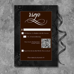 Cartons Réponse Dark Gothique Noir Floral Satin Damask Brown