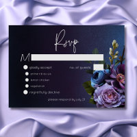 Dark Moody Blue Lavender Floral Moderne Mariage