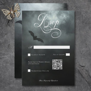 Cartons Réponse Dark Moody - Mariage QR pour chauve-souris et brou