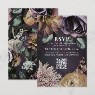 Cartons Réponse Dark Moody Purple Code QR Mariage Veuillez répondr
