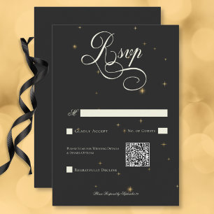 Cartons Réponse Dark Moody Victorian Stars Mariage QR Code