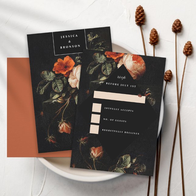 Cartons Réponse Dark Romantic Floral Rose Masters néerlandais (Créateur téléchargé)