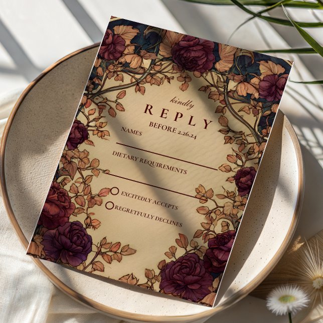Cartons Réponse Dark Romantic Floral Wedding (Créateur téléchargé)