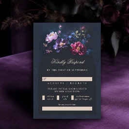 Cartons Réponse Dark Romantic Moody Florals Bijou Black Mariage