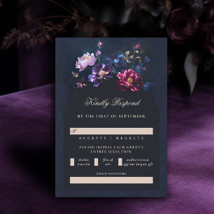 Cartons Réponse Dark Romantic Moody Florals Bijou Black Mariage