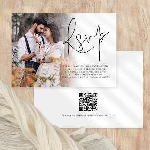 Cartons Réponse Découpage photo moderne Script QR Code Mariage