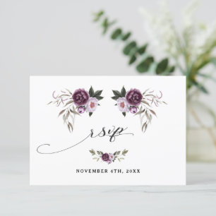 Cartons Réponse Délicat Purple Pink Flowers Or Mariage