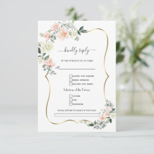 Cartons Réponse Demande de chanson de mariage Fleurs Blanches Roug
