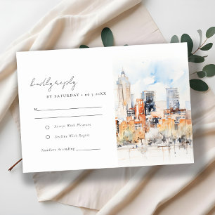 Cartons Réponse Denver Colorado Skyline Watercolor Mariage