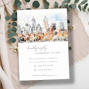 Cartons Réponse Denver Colorado Skyline Watercolor Mariage