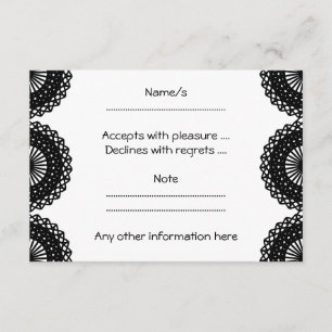 Cartons Réponse Design Motif en dentelle noire. Personnalisé
