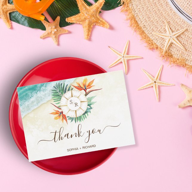 Cartons Réponse Destination Plage Mariage Passeport Merci (Créateur téléchargé)