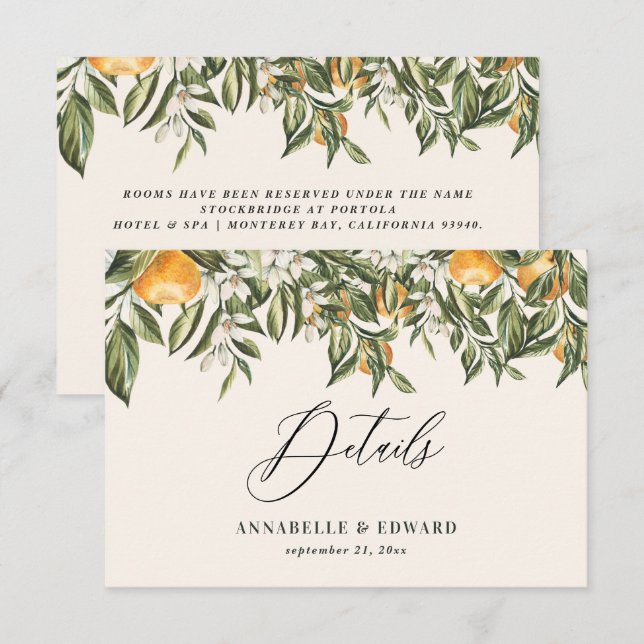 Cartons Réponse Détails botaniques modernes rustiques d'orange d'a (Devant / Derrière)