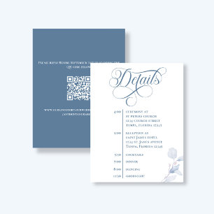 Cartons Réponse Détails de mariage avec code QR en calligraphie bl