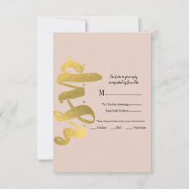 Cartons Réponse Détails de mariage dorés beige moderne brillant fa